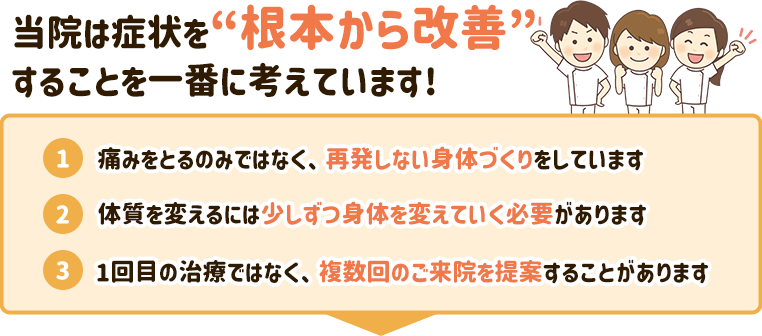 症状を根本から改善することを一番に考えています